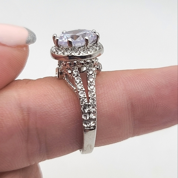 Cubic Zirconia Wedding or Cocktail Ring S925 Silver Plated - Picture 8 of 14